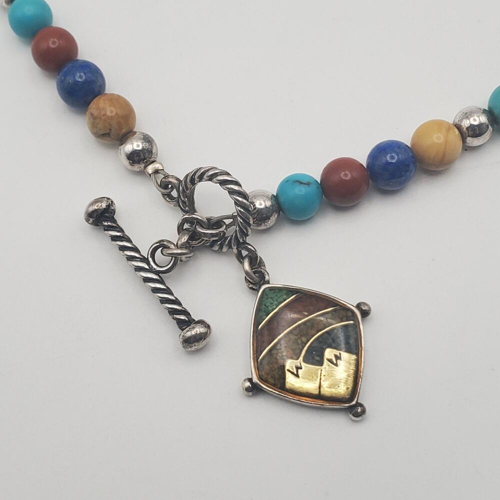 Carolyn Pollack Relios Sterling 925 Silver Multi Gemstone Bead Necklace 16 in. - Picture 4 of 7